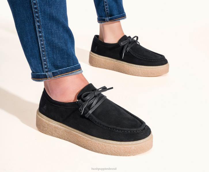 camurça preta ousada ponte mulheres Hush Puppies tênis ZZ6R132