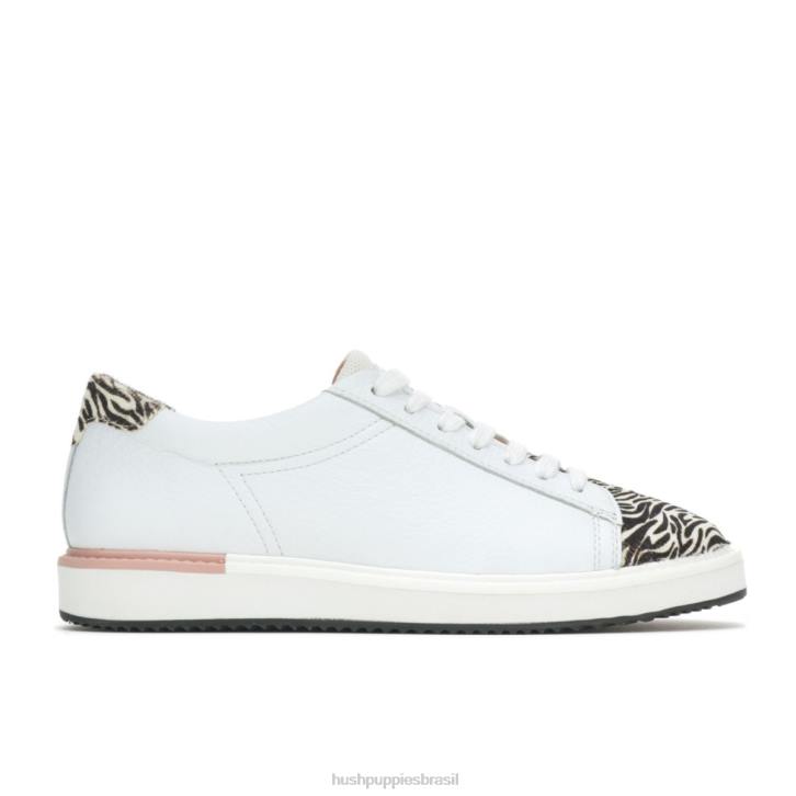 couro branco/zebra sapatilha sabine mulheres Hush Puppies tênis ZZ6R140