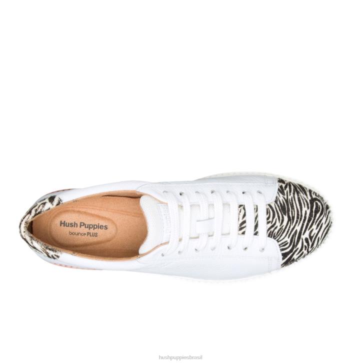 couro branco/zebra sapatilha sabine mulheres Hush Puppies tênis ZZ6R140