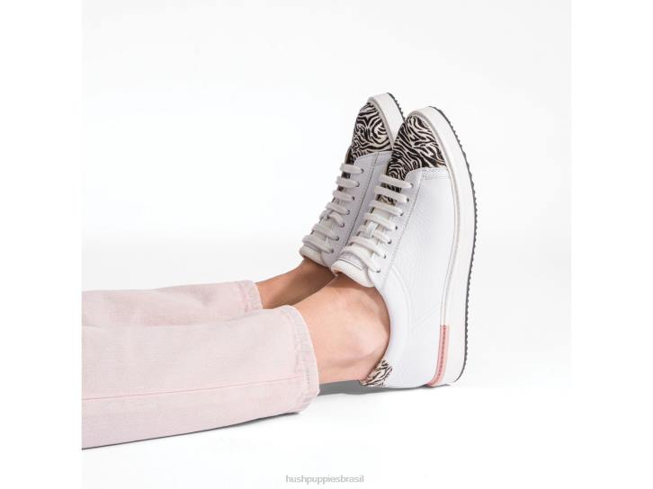 couro branco/zebra sapatilha sabine mulheres Hush Puppies tênis ZZ6R140