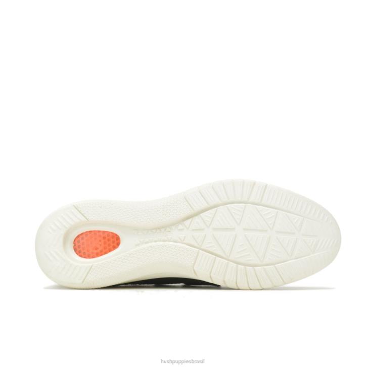 malha preta ousada sapatilha com cadarço em tricô avançado mulheres Hush Puppies tênis ZZ6R126