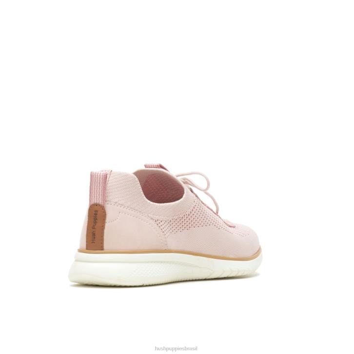 rosa empoeirado sapatilha com cadarço em tricô avançado mulheres Hush Puppies tênis ZZ6R109